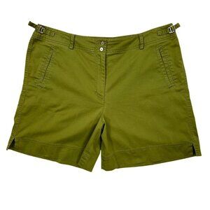Tommy Bahama Vintage Olive Safari Cotton Buckle Tab Shorts Size 16